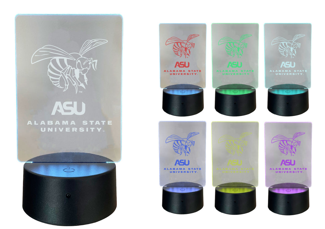 Alabama State University Acrylic Color Changing LED Night Light with Remote and USB plug in Officially Licensed Collegiate Product