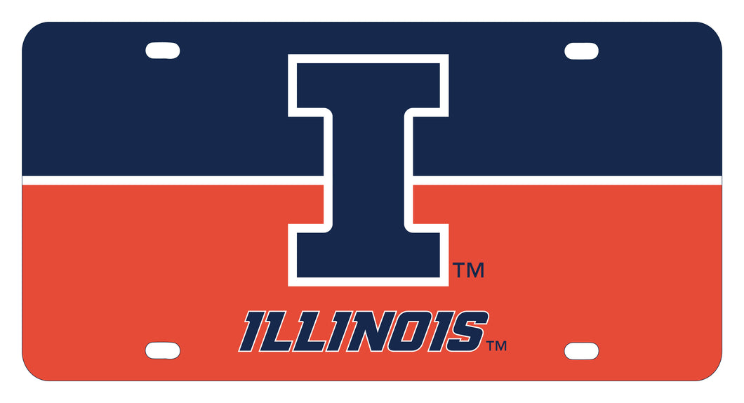 Illinois Fighting Illini Metal License Plate Officially Licensed Collegiate Product 