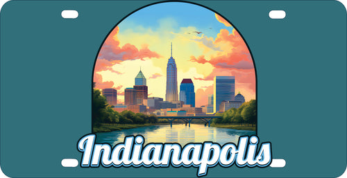 Indianapolis Indiana Design B Souvenir Metal License Plate 