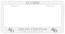 Load image into Gallery viewer, Abilene Christian University Alumni Engraved Metal License Plate Frame White Officially Licensed
