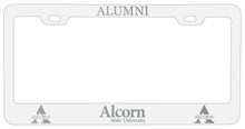 Load image into Gallery viewer, Alcorn State Braves Alumni Engraved Metal License Plate Frame White Officially Licensed
