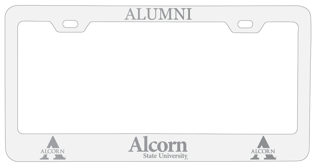 Alcorn State Braves Alumni Engraved Metal License Plate Frame White Officially Licensed