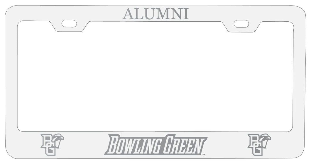 Bowling Green Falcons Alumni Engraved Metal License Plate Frame White Officially Licensed