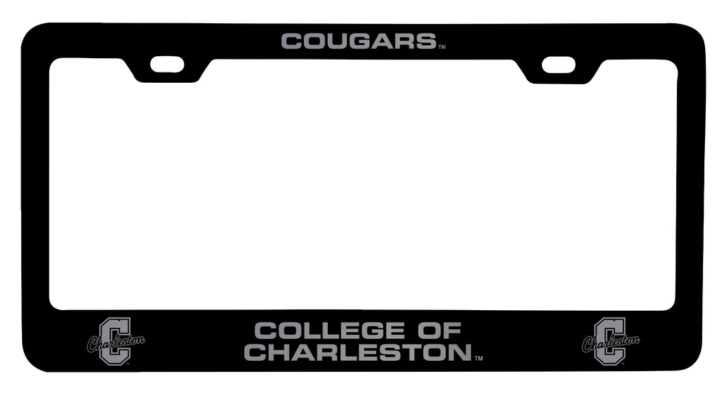 College of Charleston Engraved Metal License Plate Frame Black Officially Licensed Collegiate Product Black