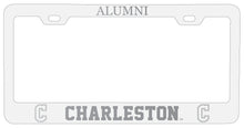 Load image into Gallery viewer, College of Charleston Alumni Engraved Metal License Plate Frame White Officially Licensed
