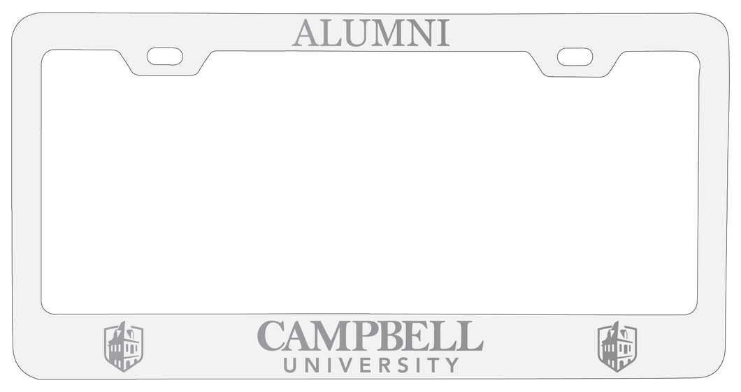 Campbell University Fighting Camels Alumni Engraved Metal License Plate Frame White Officially Licensed