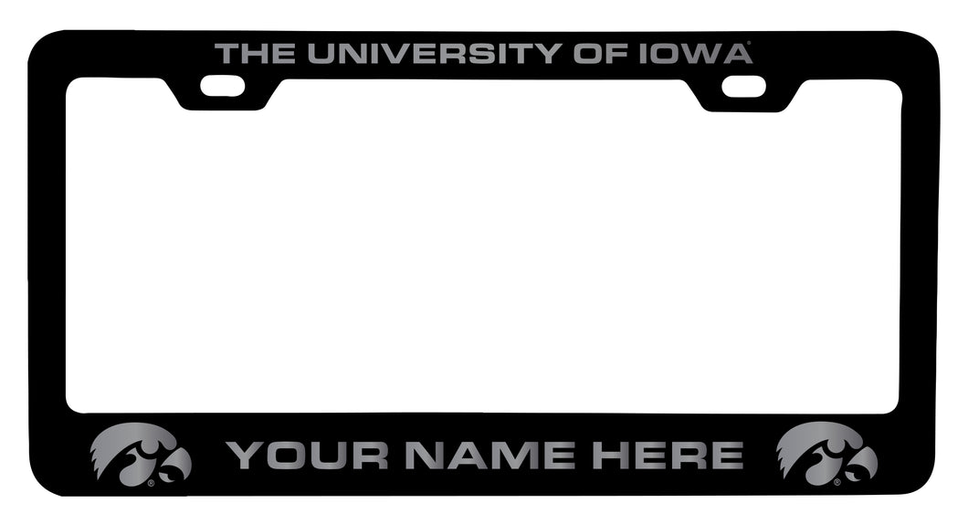 Iowa Hawkeyes Customizable Engraved Metal License Plate Frame Black Officially Licensed Collegiate Product Black