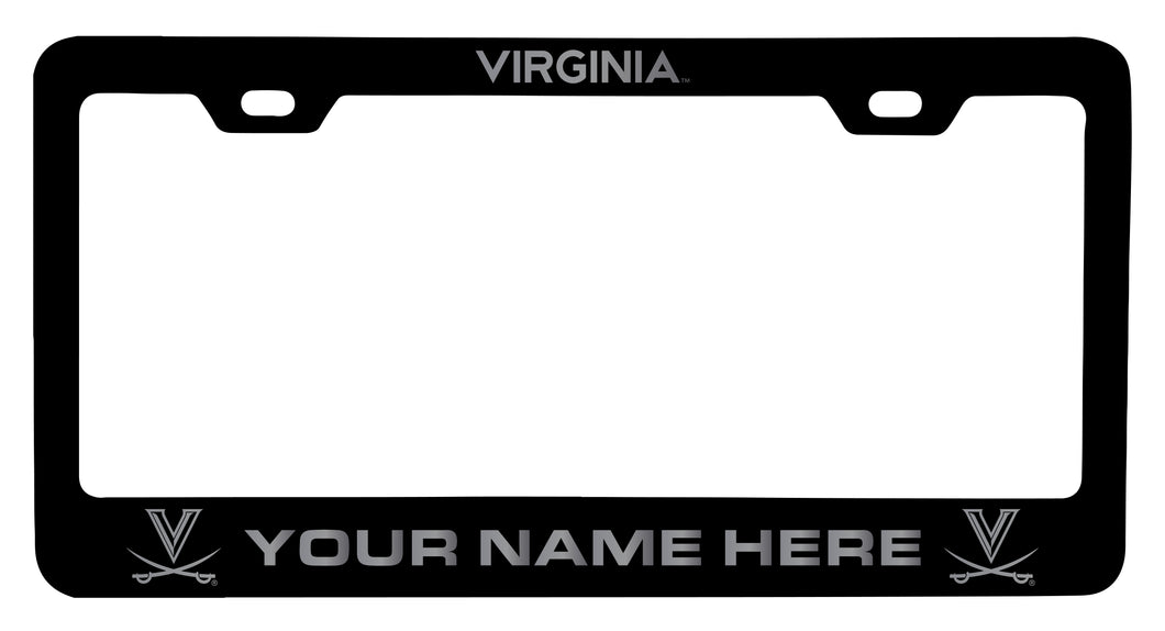 Virginia Cavaliers Customizable Engraved Metal License Plate Frame Black Officially Licensed Collegiate Product Black