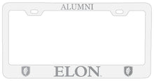 Load image into Gallery viewer, Elon University Alumni Engraved Metal License Plate Frame White Officially Licensed
