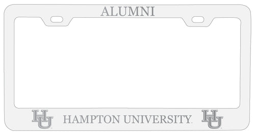 Hampton University Alumni Engraved Metal License Plate Frame White Officially Licensed