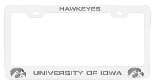 Iowa Hawkeyes Engraved Metal License Plate Frame White Officially Licensed Collegiate Product White