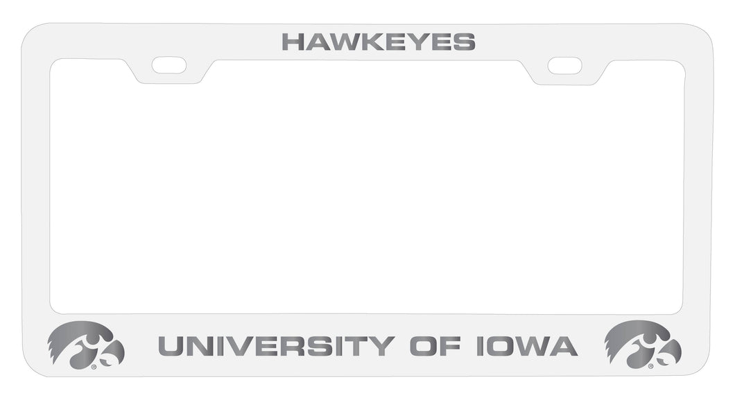 Iowa Hawkeyes Engraved Metal License Plate Frame White Officially Licensed Collegiate Product White