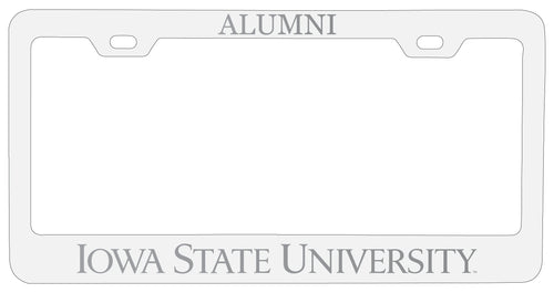 Iowa State Cyclones Alumni Engraved Metal License Plate Frame White Officially Licensed