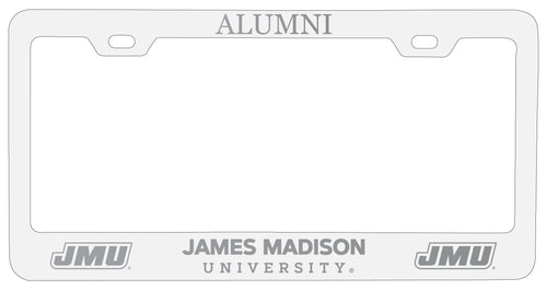 James Madison Dukes Alumni Engraved Metal License Plate Frame White Officially Licensed