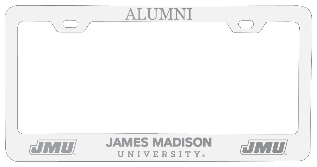 James Madison Dukes Alumni Engraved Metal License Plate Frame White Officially Licensed