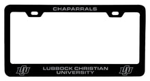 Load image into Gallery viewer, Lubbock Christian University Chaparral Engraved Metal License Plate Frame Black Officially Licensed Collegiate Product Black
