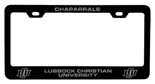 Lubbock Christian University Chaparral Engraved Metal License Plate Frame Black Officially Licensed Collegiate Product Black