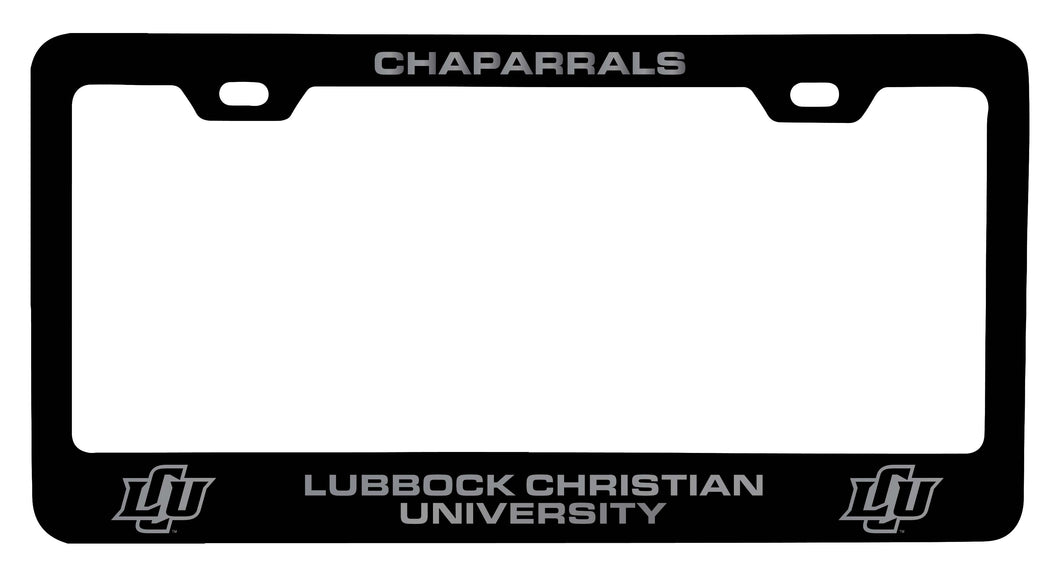 Lubbock Christian University Chaparral Engraved Metal License Plate Frame Black Officially Licensed Collegiate Product Black