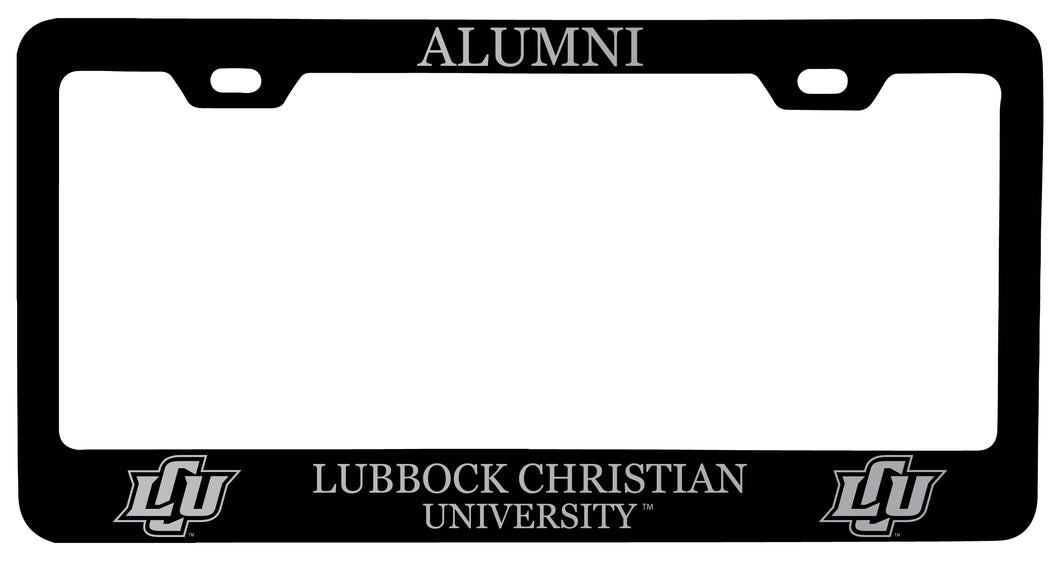 Lubbock Christian University Chaparral Alumni Engraved Metal License Plate Frame Black Officially Licensed