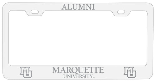 Marquette Golden Eagles Alumni Engraved Metal License Plate Frame White Officially Licensed