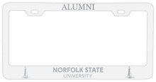 Load image into Gallery viewer, Norfolk State University Alumni Engraved Metal License Plate Frame White Officially Licensed
