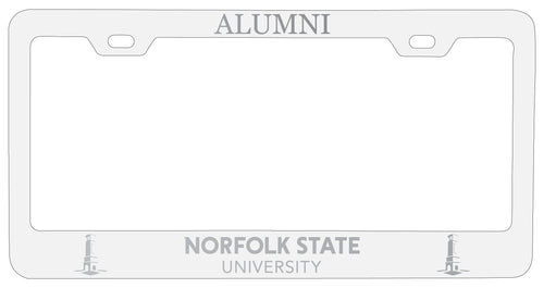 Norfolk State University Alumni Engraved Metal License Plate Frame White Officially Licensed