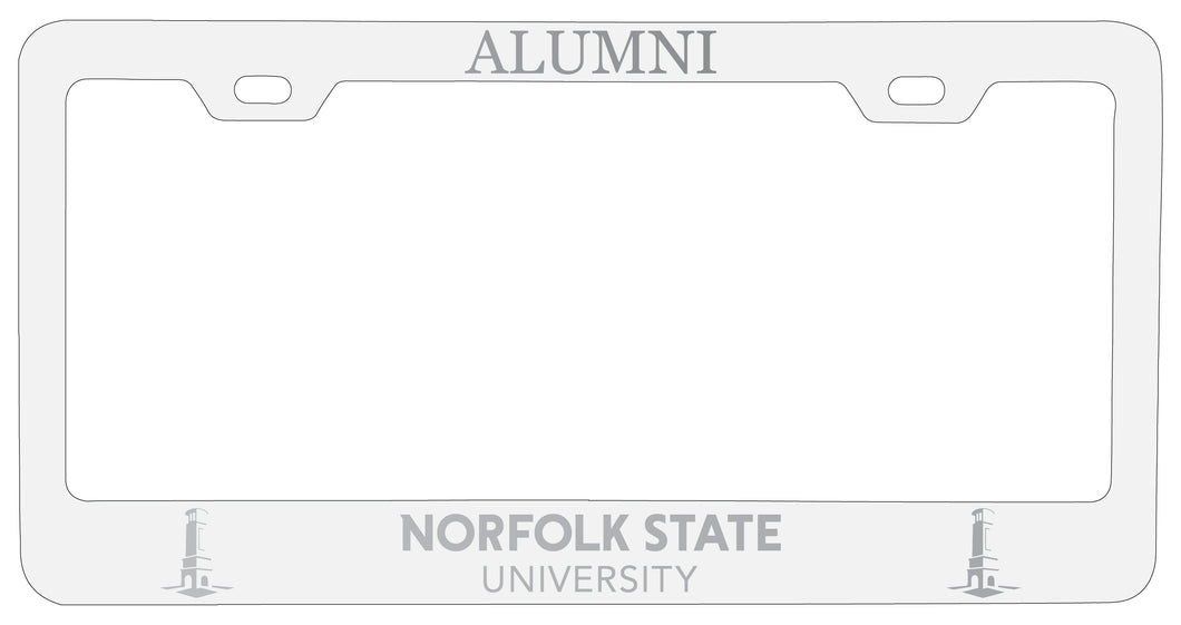 Norfolk State University Alumni Engraved Metal License Plate Frame White Officially Licensed