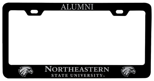 Northeastern State University Riverhawks Alumni Engraved Metal License Plate Frame Black Officially Licensed