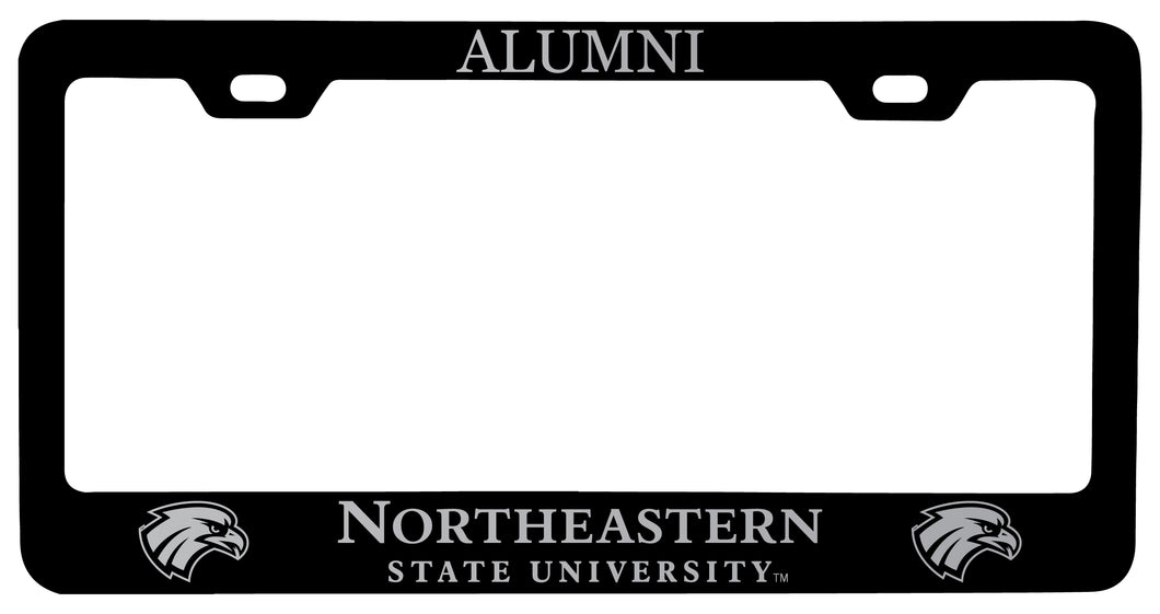 Northeastern State University Riverhawks Alumni Engraved Metal License Plate Frame Black Officially Licensed