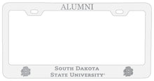 Load image into Gallery viewer, South Dakota State Jackrabbits Alumni Engraved Metal License Plate Frame White Officially Licensed
