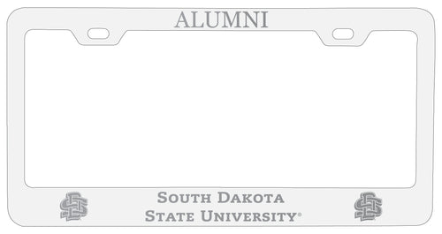 South Dakota State Jackrabbits Alumni Engraved Metal License Plate Frame White Officially Licensed