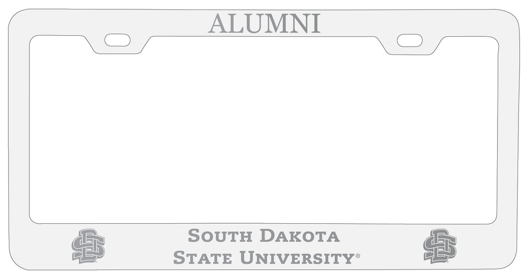 South Dakota State Jackrabbits Alumni Engraved Metal License Plate Frame White Officially Licensed