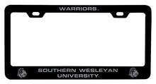 Load image into Gallery viewer, Southern Wesleyan University Engraved Metal License Plate Frame White Officially Licensed Collegiate Product White
