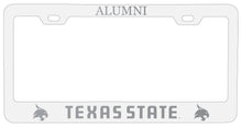 Load image into Gallery viewer, Texas State Bobcats Alumni Engraved Metal License Plate Frame White Officially Licensed
