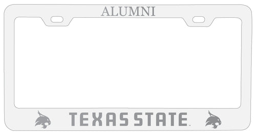 Texas State Bobcats Alumni Engraved Metal License Plate Frame White Officially Licensed