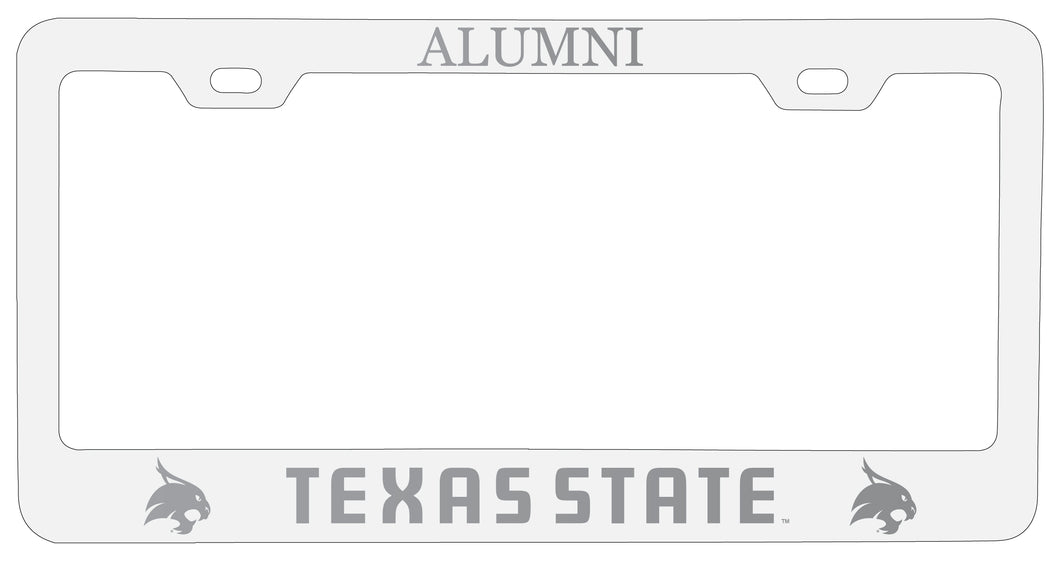 Texas State Bobcats Alumni Engraved Metal License Plate Frame White Officially Licensed