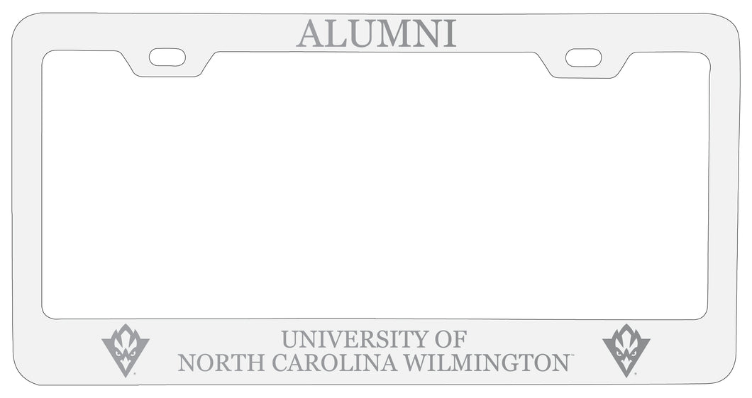 North Carolina Wilmington Seahawks Alumni Engraved Metal License Plate Frame White Officially Licensed