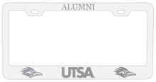 Load image into Gallery viewer, UTSA Road Runners Alumni Engraved Metal License Plate Frame White Officially Licensed
