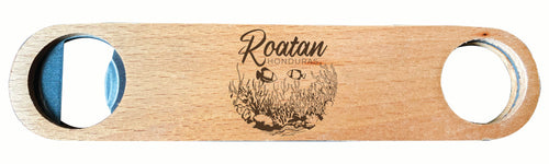 Roatan Honduras Souvenir Engraved Wooden Bottle Opener 4-Pack