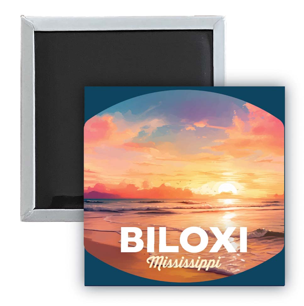 Biloxi Mississippi Design B Souvenir 2.5 x 2.5-Inch Fridge Magnet 4-Pack