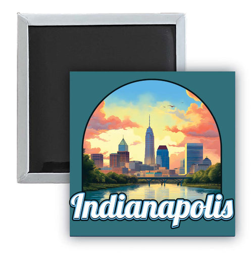 Indianapolis Indiana Design B Souvenir 2.5 x 2.5-Inch Fridge Magnet 2-Pack