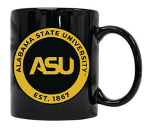 Load image into Gallery viewer, Alabama State University 12 oz Black Ceramic Coffee Mug Circle Design Officially Licensed Collegiate Product 
