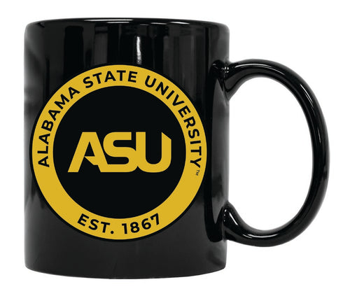 Alabama State University 12 oz Black Ceramic Coffee Mug Circle Design Officially Licensed Collegiate Product 