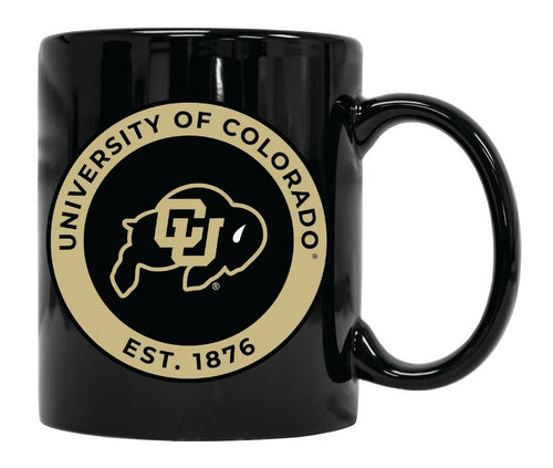 Colorado Buffaloes 12 oz Black Ceramic Coffee Mug Circle Design Officially Licensed Collegiate Product 