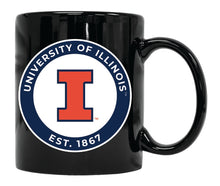 Load image into Gallery viewer, Illinois Fighting Illini 12 oz Black Ceramic Coffee Mug Circle Design Officially Licensed Collegiate Product 
