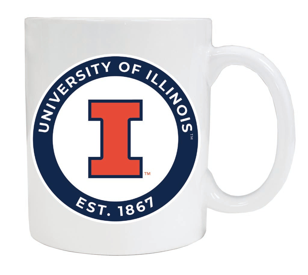 Illinois Fighting Illini 12 oz Ceramic Coffee Mug Circle Design Officially Licensed Collegiate Product