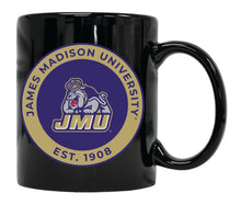 Load image into Gallery viewer, James Madison Dukes 12 oz Black Ceramic Coffee Mug Circle Design Officially Licensed Collegiate Product
