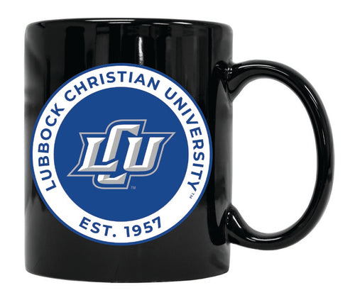 Lubbock Christian University Chaparral 12 oz Black Ceramic Coffee Mug Circle Design Officially Licensed Collegiate Product