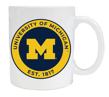 Load image into Gallery viewer, Michigan Wolverines 12 oz White Ceramic Coffee Mug Circle Design Officially Licensed Collegiate Product 
