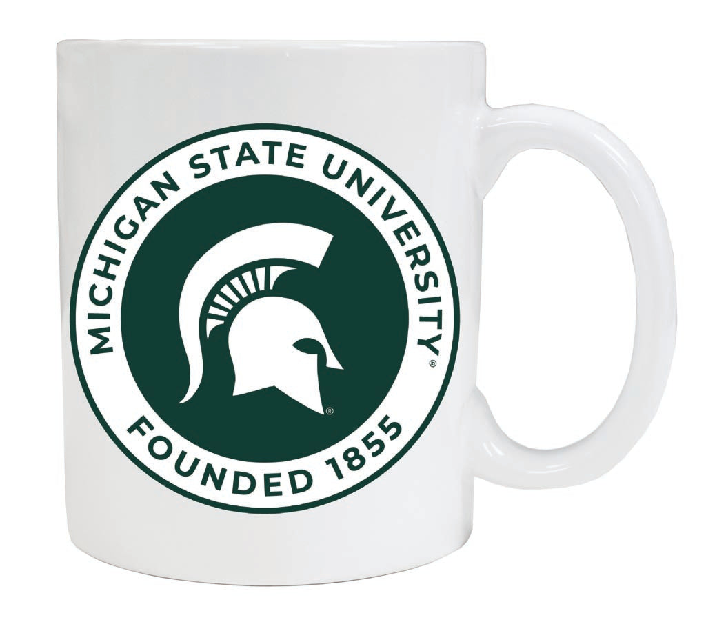 Michigan State Spartans 12 oz White Ceramic Coffee Mug Circle Design Officially Licensed Collegiate Product